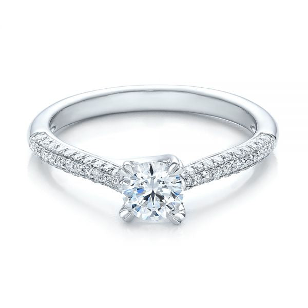 Contemporary Pave Set Diamond Engagement Ring [Setting Only] - EC077 - Roselle Jewelry
