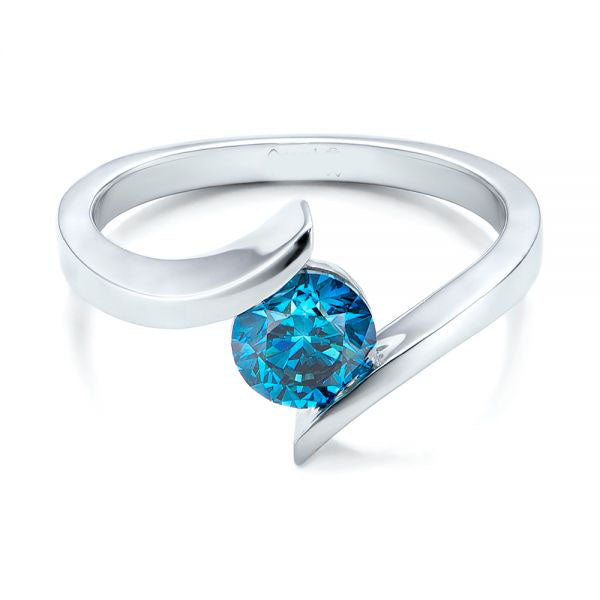 Custom Blue Diamond Solitaire Engagement Ring [Setting Only] - EC092 - Roselle Jewelry