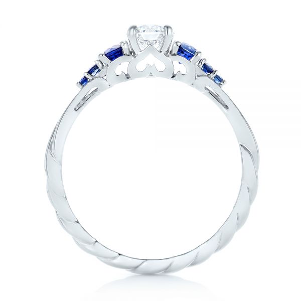 Custom Blue Sapphire And Side Stone Diamond Engagement Ring [Setting Only] - EC084 - Roselle Jewelry