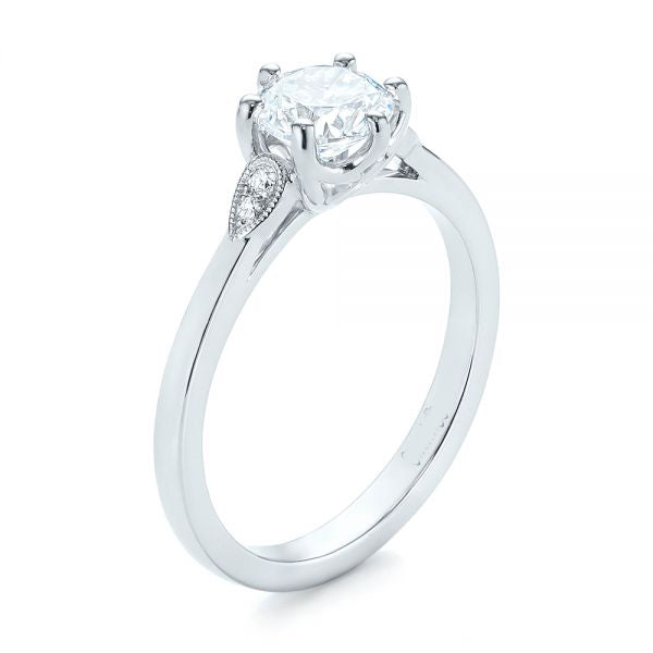 Custom Side Stone Diamond Engagement Ring [Setting Only] - EC080 - Roselle Jewelry