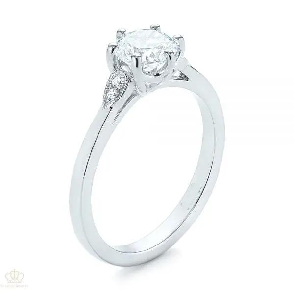Custom Side Stone Diamond Engagement Ring [Setting Only] - EC080 - Roselle Jewelry