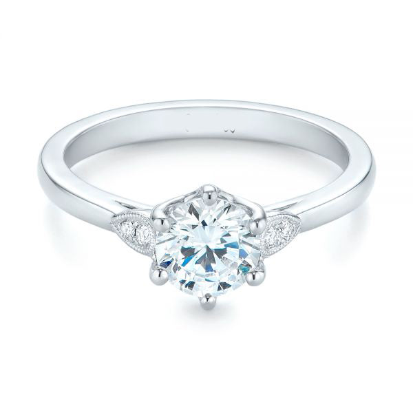 Custom Side Stone Diamond Engagement Ring [Setting Only] - EC080 - Roselle Jewelry