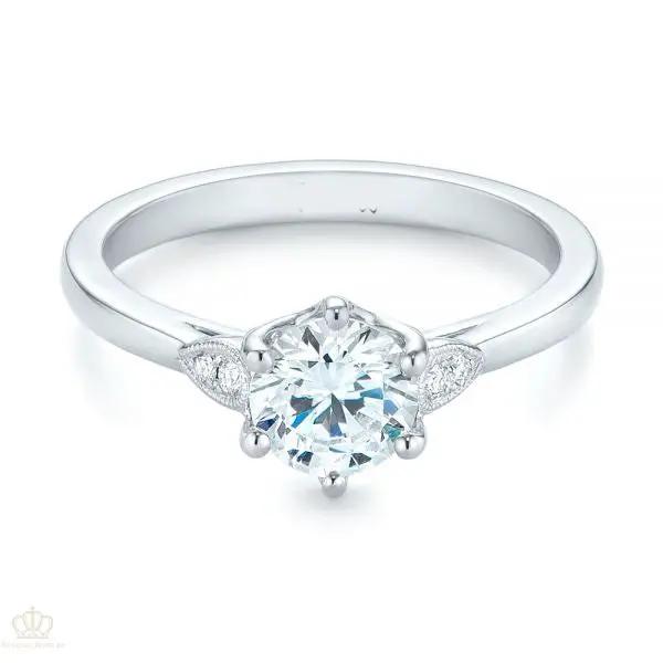 Custom Side Stone Diamond Engagement Ring [Setting Only] - EC080 - Roselle Jewelry