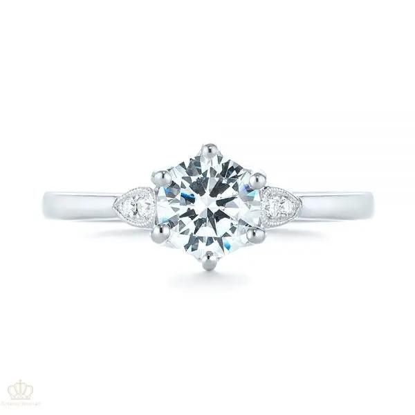 Custom Side Stone Diamond Engagement Ring [Setting Only] - EC080 - Roselle Jewelry