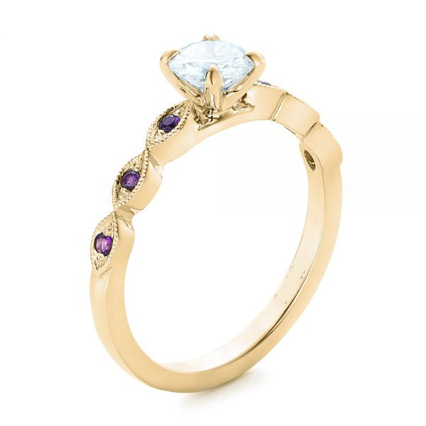 Custom Diamond And Amethyst Engagement Ring [Setting Only] - EC093 - Roselle Jewelry