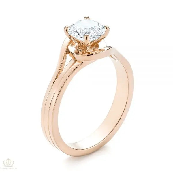 Custom Solitaire Diamond Engagement Ring [Setting Only] - EC068 - Roselle Jewelry