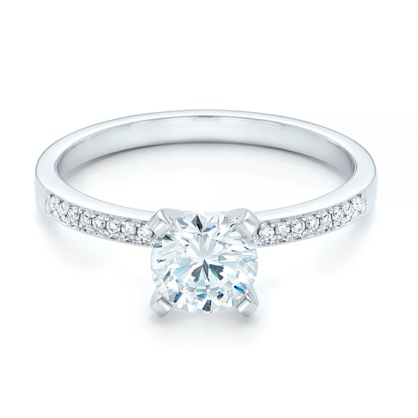 Side Stone Diamond Engagement Ring [Setting Only] - EC090 - Roselle Jewelry