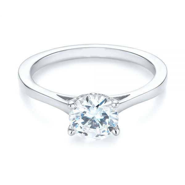 Four Prong Floral Solitaire Diamond Engagement Ring [Setting Only] - EC032 - Roselle Jewelry