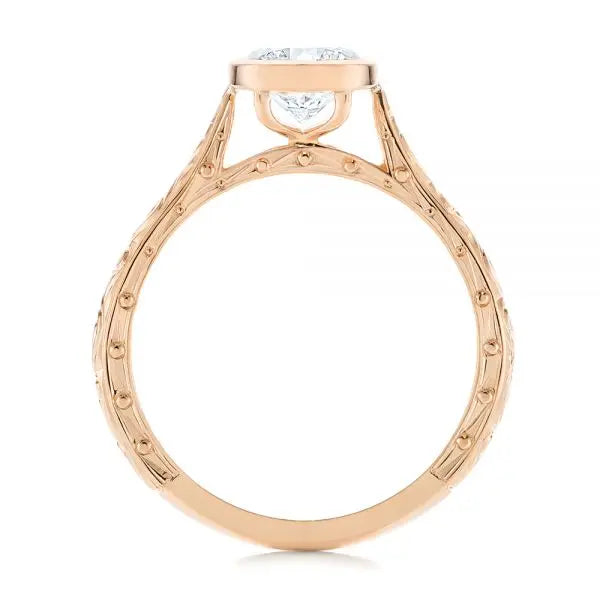 Hand Engraved Bezel Solitaire Diamond Engagement Ring [Setting Only] - EC028 - Roselle Jewelry