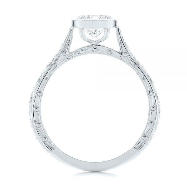Hand Engraved Bezel Solitaire Diamond Engagement Ring [Setting Only] - EC028 - Roselle Jewelry