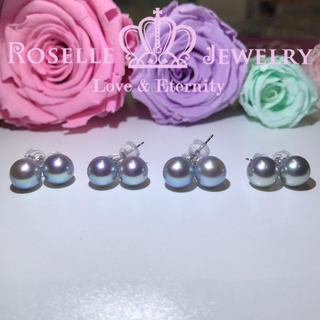 Tsukihana™ Akoya Pearl Stud 18K White Gold Earrings - AKE1 - Roselle Jewelry