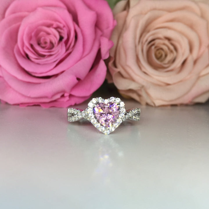Heart Shape Halo Engagement Ring - VS6 - Roselle Jewelry