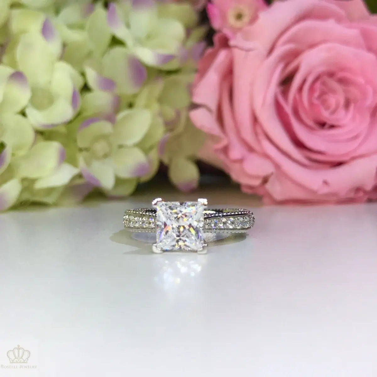 Princess Cut Vintage Engagement Ring - V15 - Roselle Jewelry