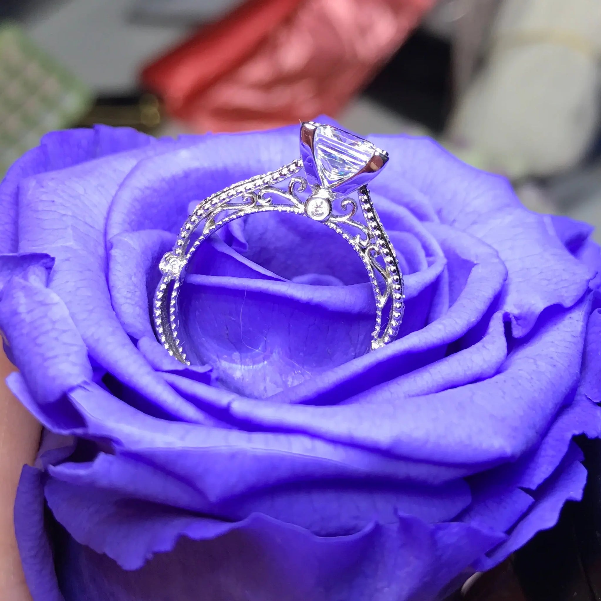 Princess Cut Vintage Engagement Ring - V15 - Roselle Jewelry