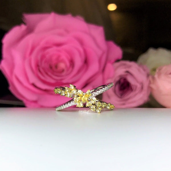 Twist Fancy Yellow Wedding Ring - BA28 - Roselle Jewelry
