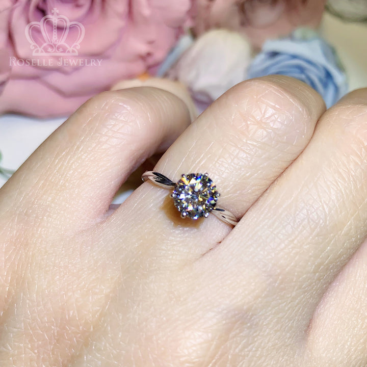 Custom Twist Side Stone Diamond Ring [Setting Only] - EC094 - Roselle Jewelry