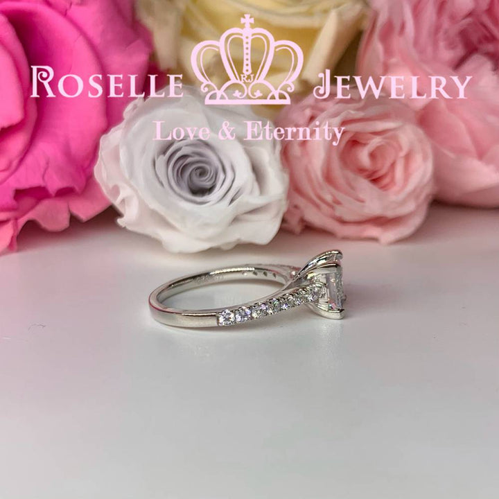 Princess Cut Side Stone Engagement Ring - TS3 - Roselle Jewelry