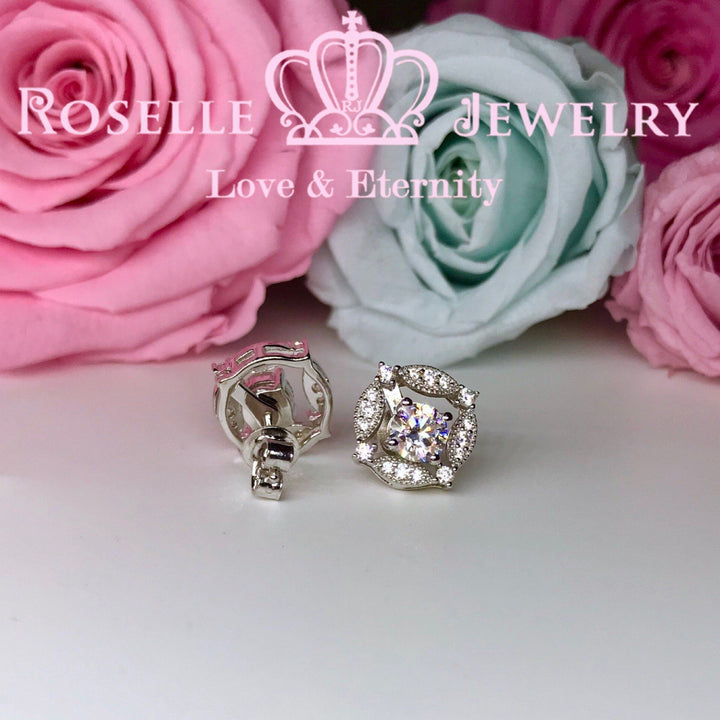 Detachable Floral Halo Stud Earrings - RR6 - Roselle Jewelry