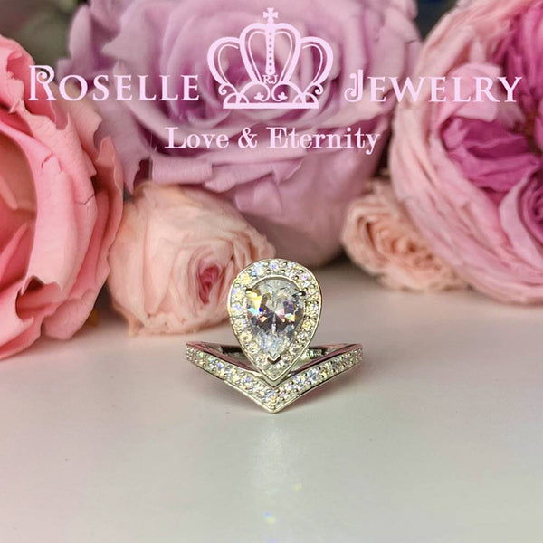 Pear Cut Crown Engagement Ring - VP5 - Roselle Jewelry