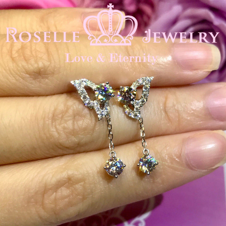 Detachable Butterfly Drop Earrings - DE7 - Roselle Jewelry