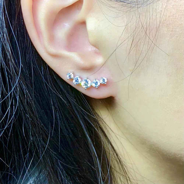 5 Stone Gradient Clip Bone Earrings - ER10 - Roselle Jewelry