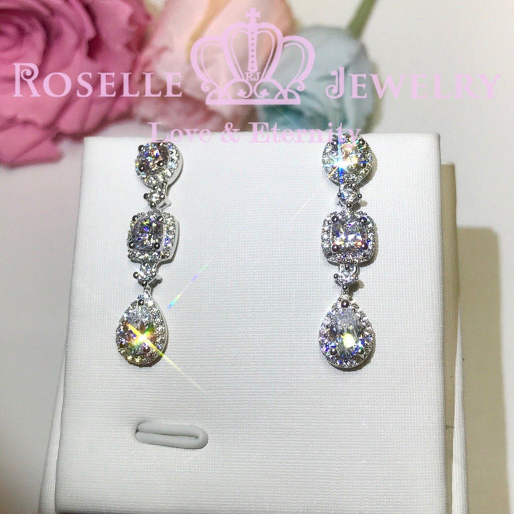 Three Stone Halol Drop Earrings - EP3 - Roselle Jewelry