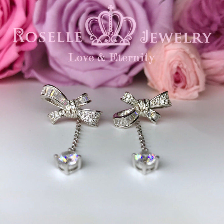 Detachable Ribbon Fashion Drop Earrings - DE11 - Roselle Jewelry