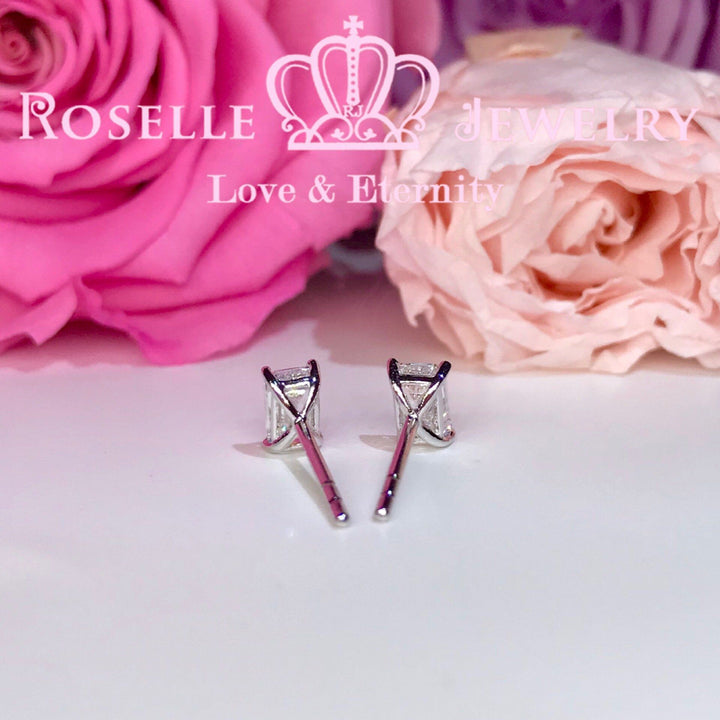 Detachable Emerald Cut Stud Earrings - EE1 - Roselle Jewelry