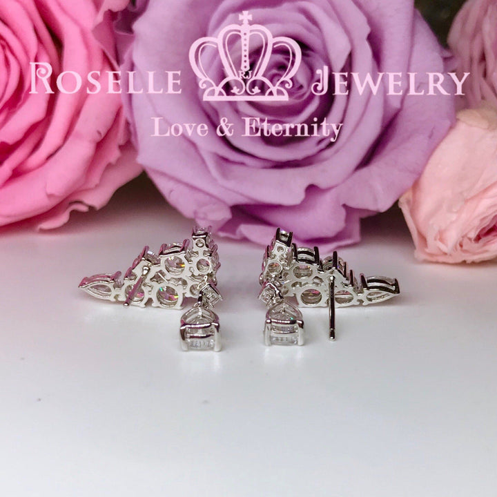 Sparkling Cluster Drop Earrings - DE12 - Roselle Jewelry
