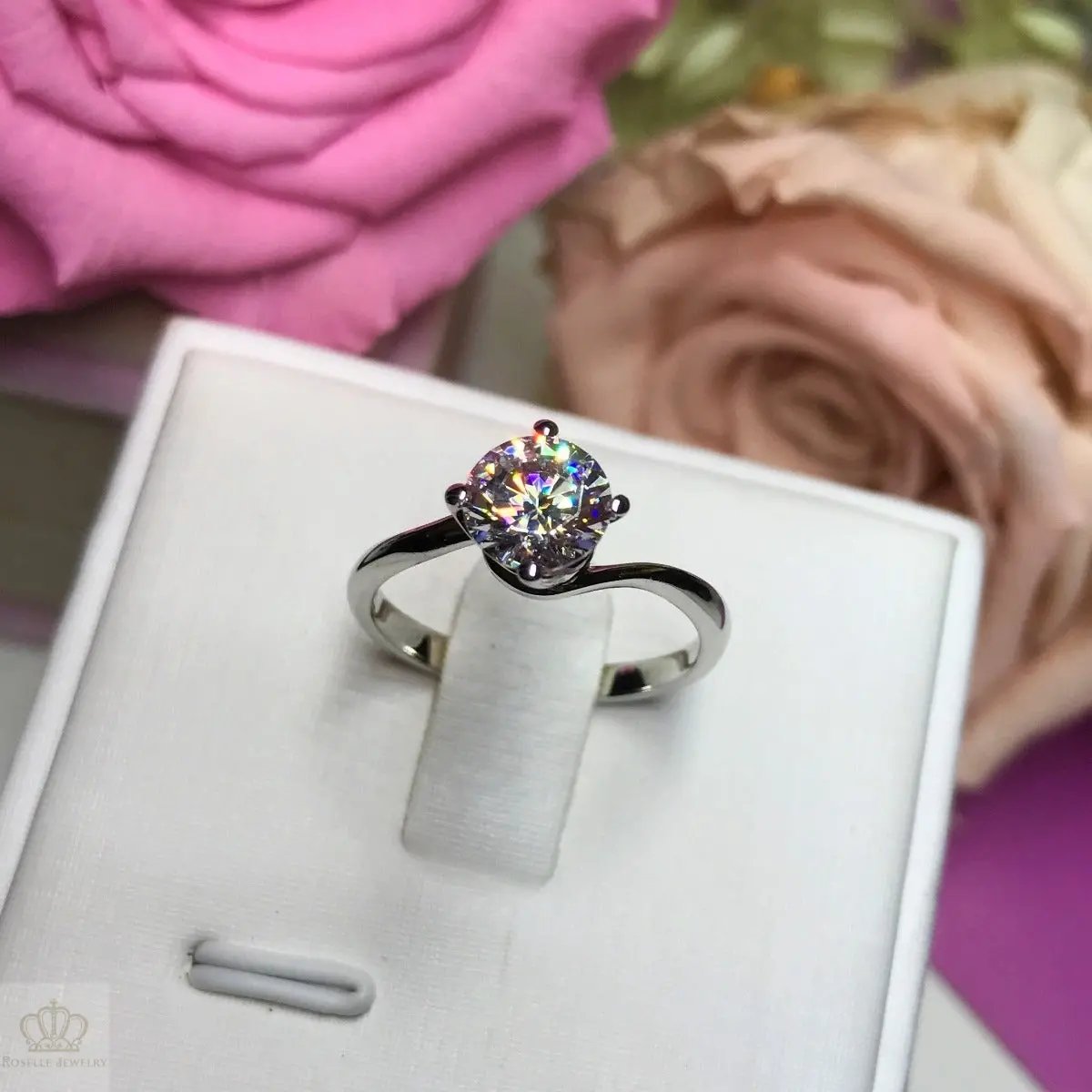 Four Prong Twist Solitaire Diamond Engagement Ring [Setting Only] - KNT11 - Roselle Jewelry