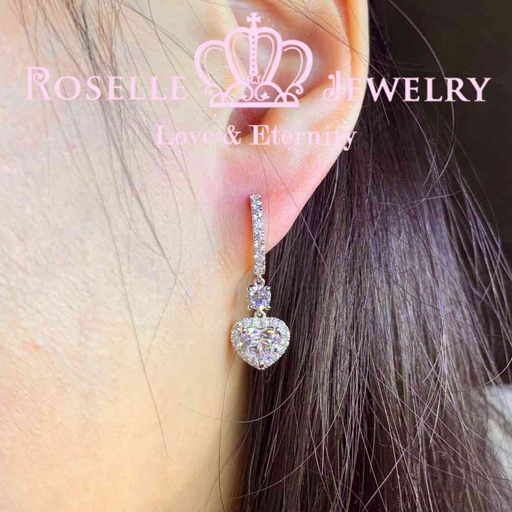Sparkling Cluster Heart Shape Drop Earrings - DE17 - Roselle Jewelry