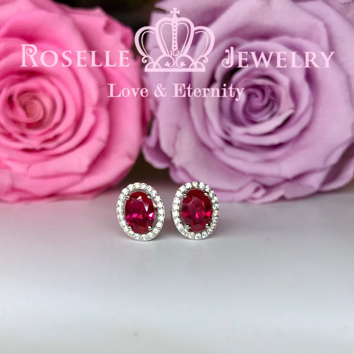 Detachable Oval Halo Stud Earrings - RR8 - Roselle Jewelry