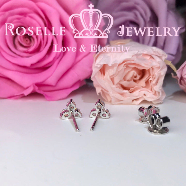 Three Stone Diamond Stud Earrings - HE2 - Roselle Jewelry