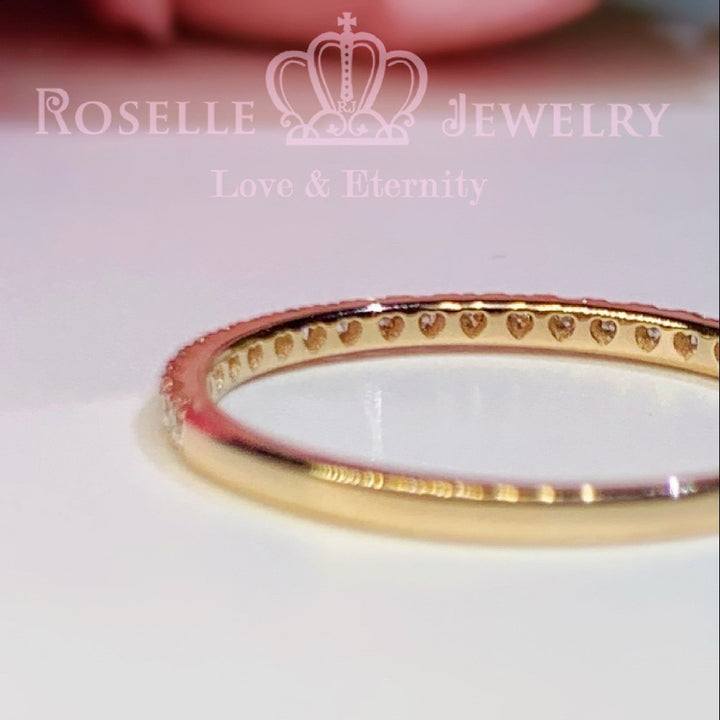 Stackable Micro Pave Half Eternity Diamond Band Ring - LR5 - Roselle Jewelry