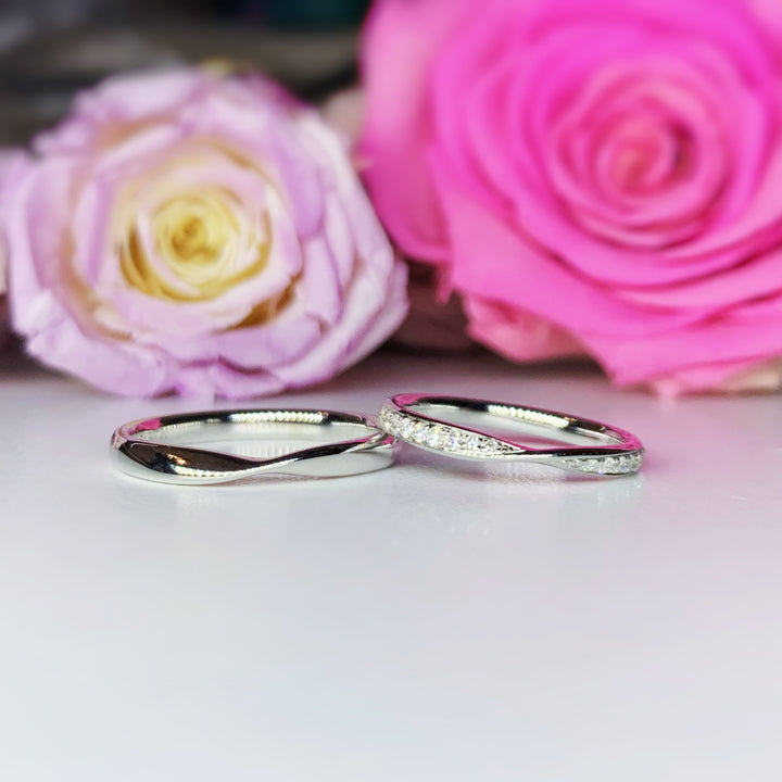 Twist Couple Diamond Wedding Ring Set - WM11 - Roselle Jewelry