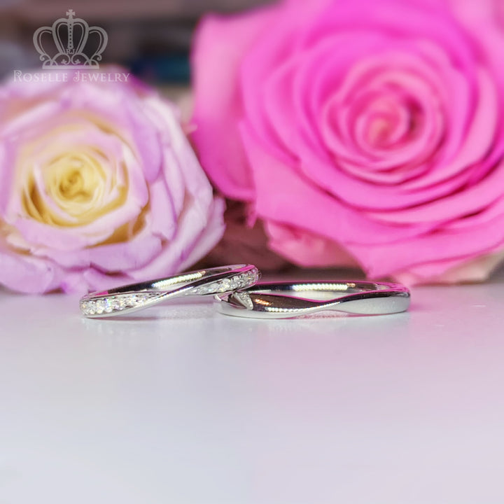 Twist Couple Diamond Wedding Ring Set - WM11 - Roselle Jewelry
