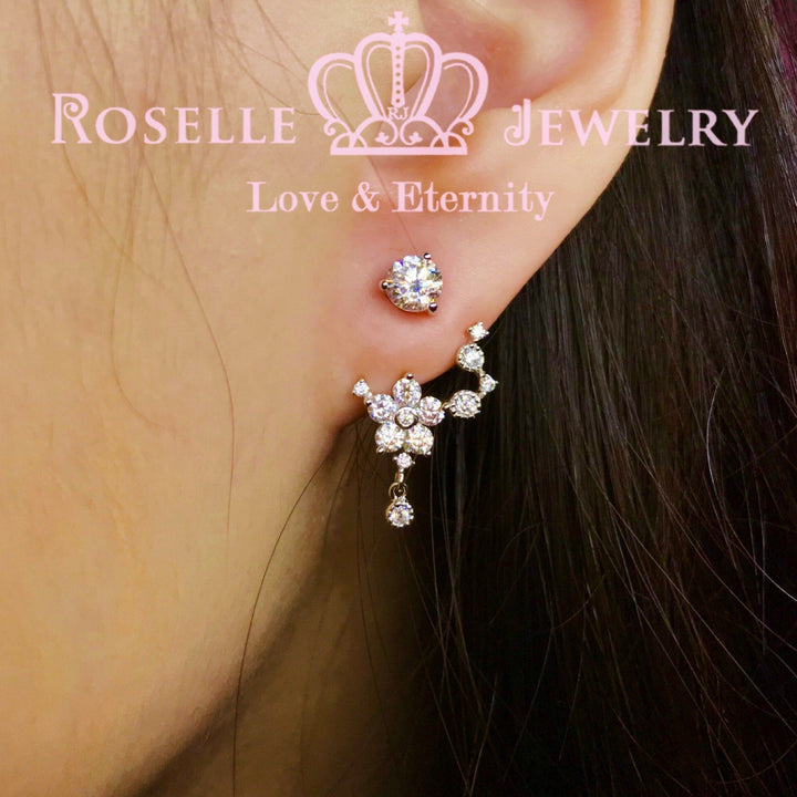 Detachable Floral Stud Earrings - JE2 - Roselle Jewelry