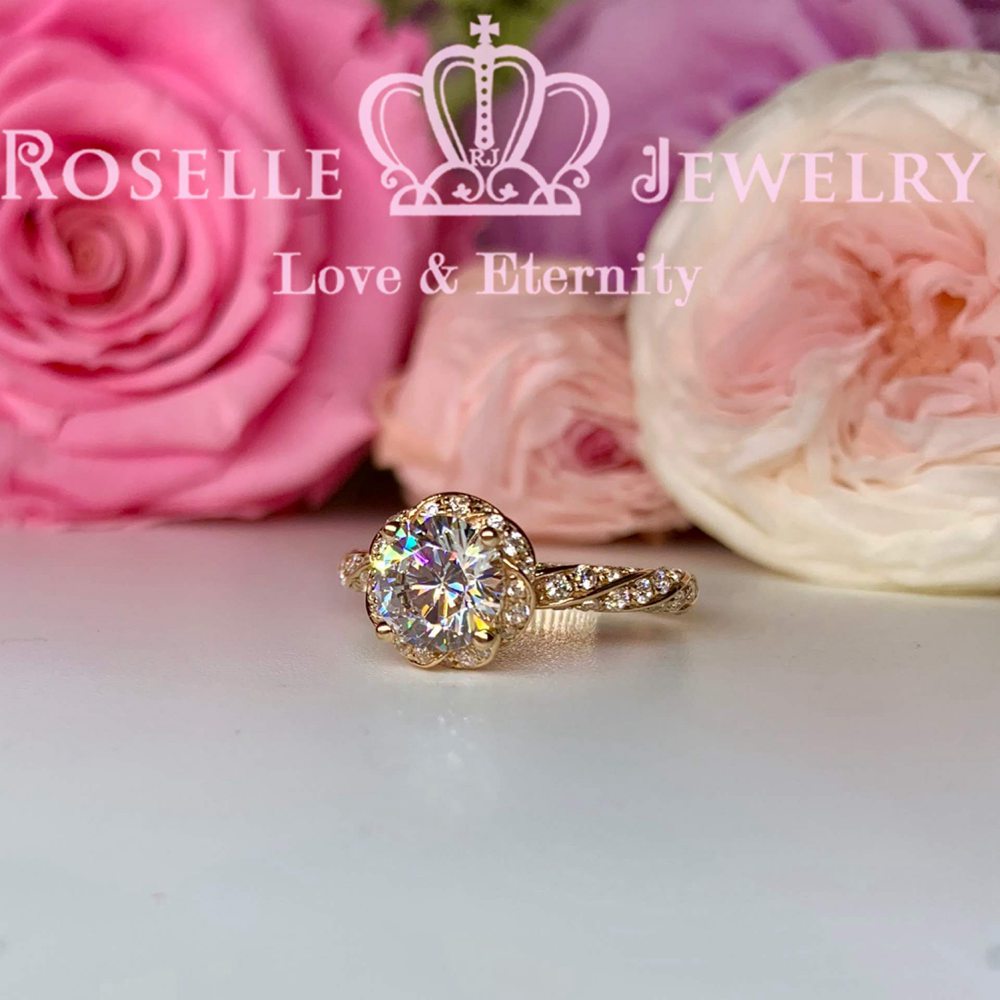 Floral Vintage Engagement Ring - V21 - Roselle Jewelry