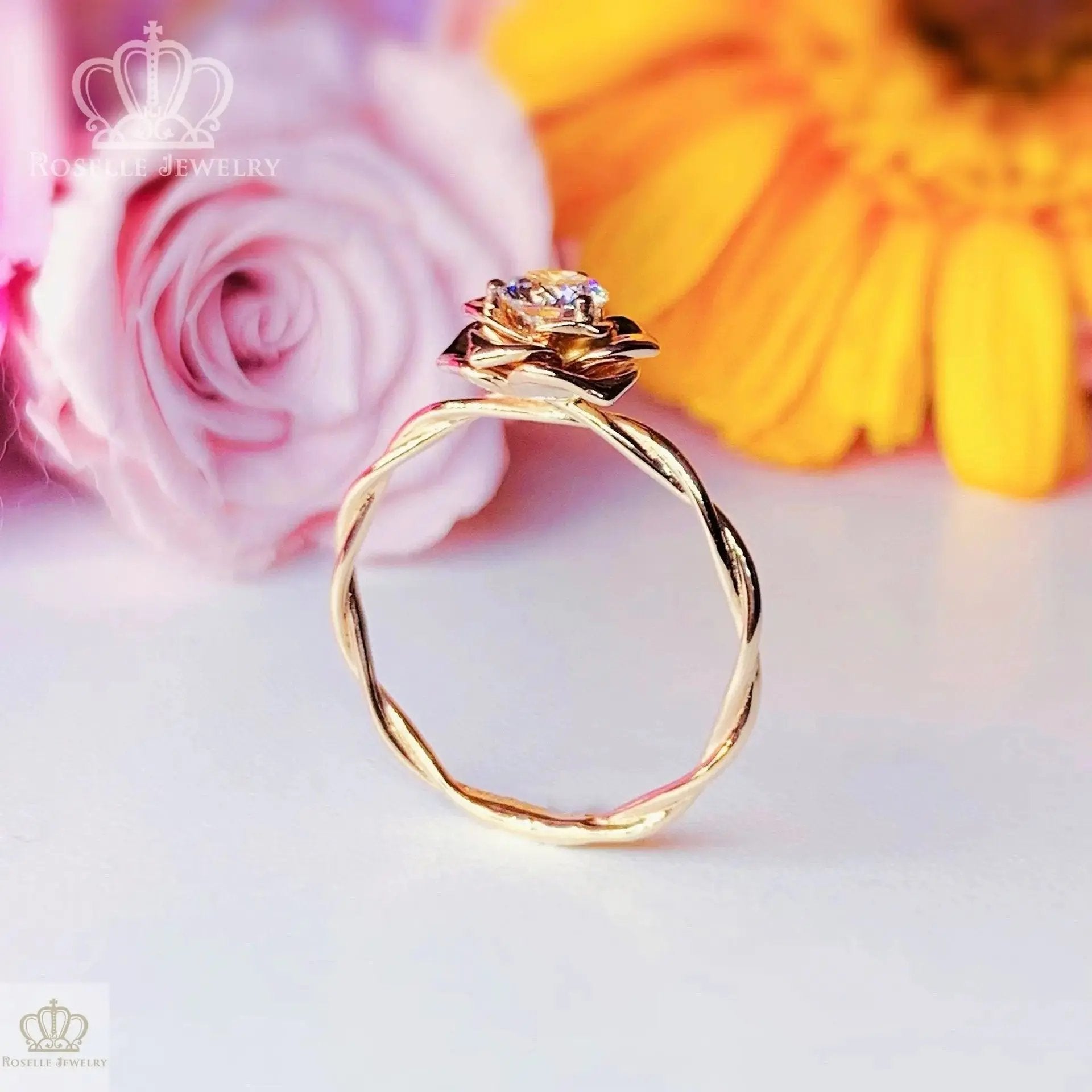 0.30CT Floral Rose Solitaire Engagement Ring - LGR012 - Roselle Jewelry