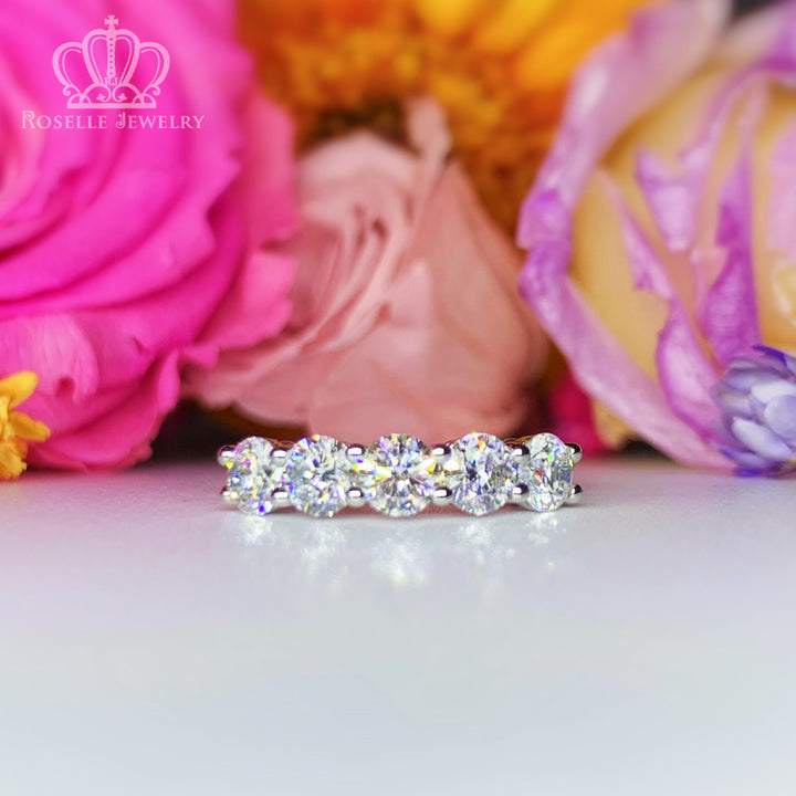 1.25CTW Five Stone Half Eternity Wedding Ring - LGR016 - Roselle Jewelry