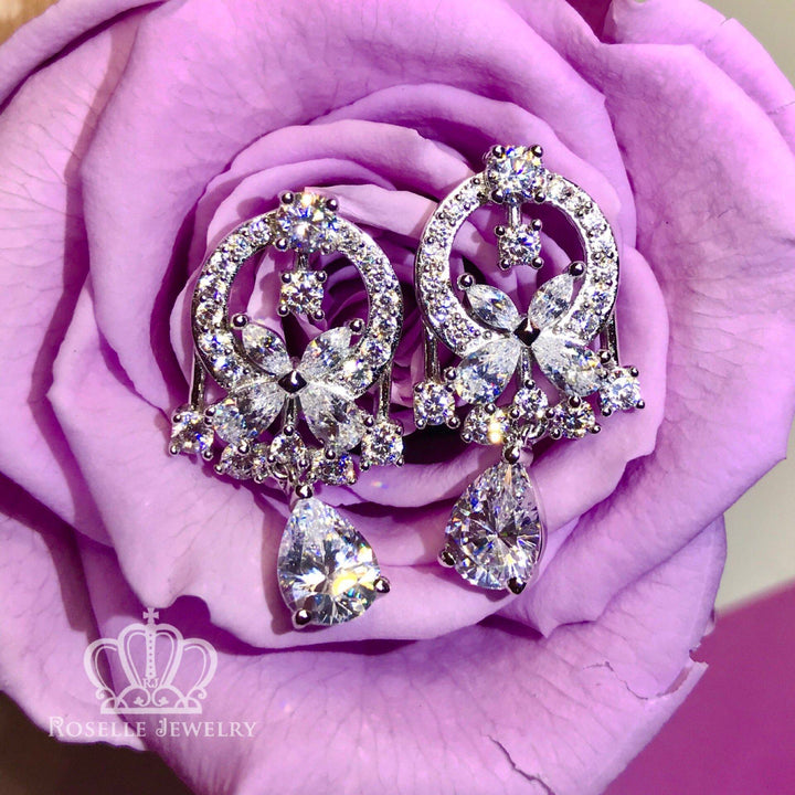 Butterfly Cluster Drop Earrings - DE8 - Roselle Jewelry