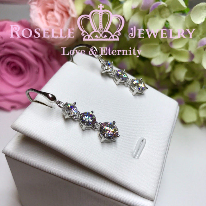Three Stone Drop Earrings - RE1 - Roselle Jewelry