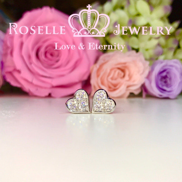 Heart Shape Stud Earrings - HE1 - Roselle Jewelry