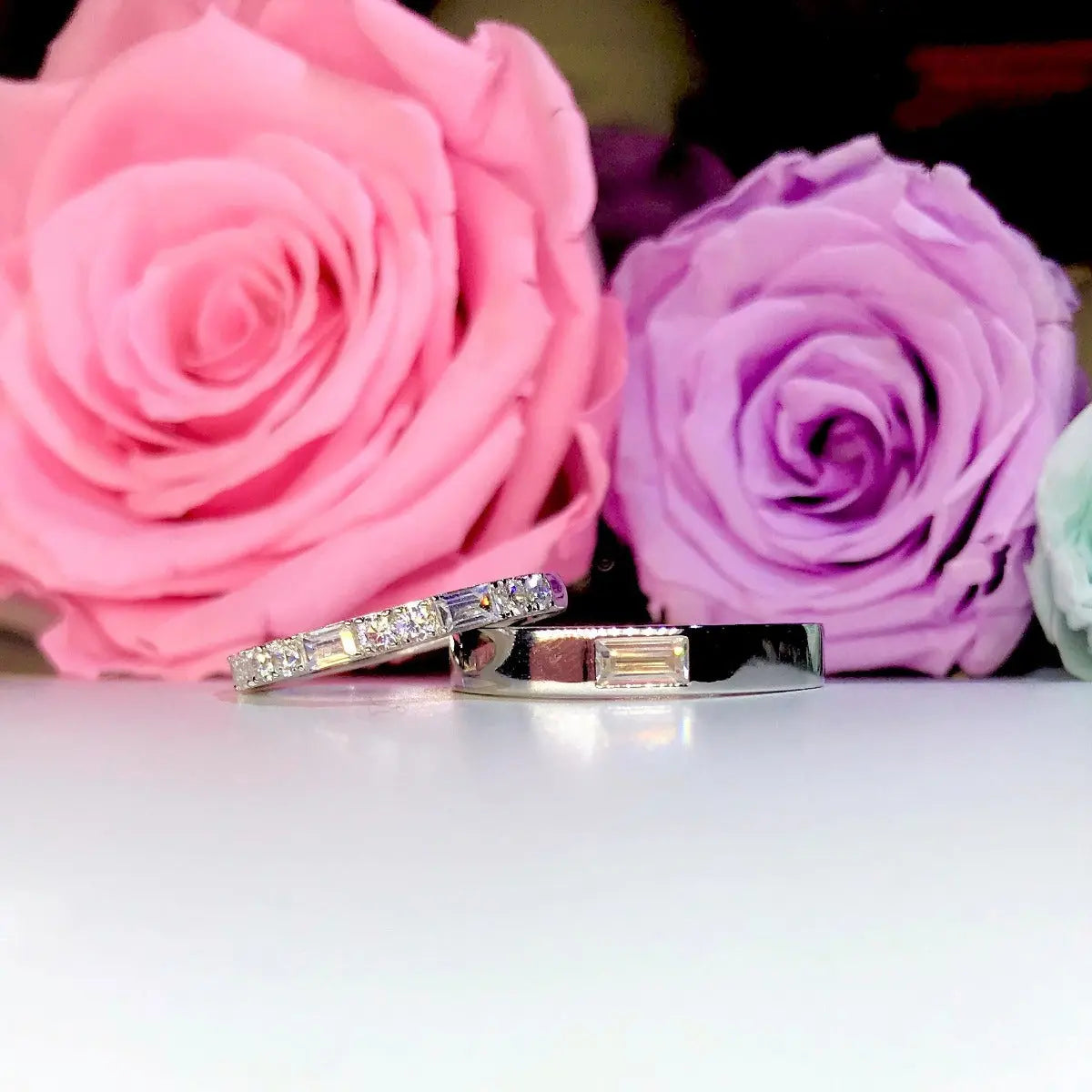 Emerald Cut Couple Ring - WM3 - Roselle Jewelry