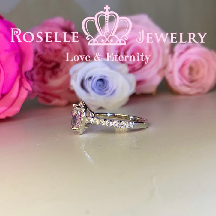 Happy Heart Shape Fancy Pink Side Stone Engagement Ring - VH5 - Roselle Jewelry