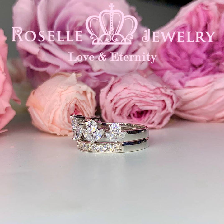 Crown Side Stone Engagement Ring Setting - TN2S - Roselle Jewelry
