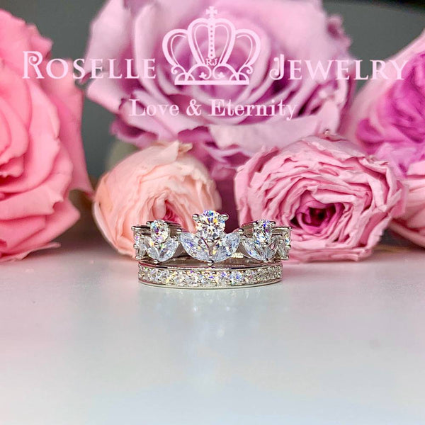 Crown Side Stone Engagement Ring Setting - TN2S - Roselle Jewelry