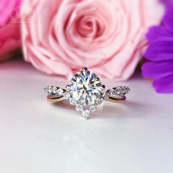 Two Tone V shape Side Stone Diamond Engagement Ring - LGR042