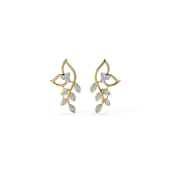 Classic Leaves Diamond Stud Earrings - SE008 - Roselle Jewelry