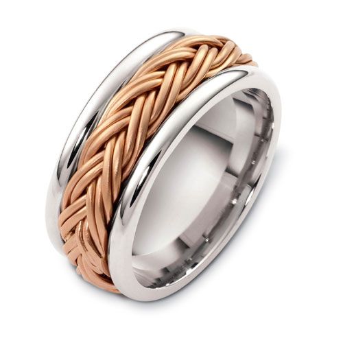 Men's Braided Two-Tone Band Rings - NM21 - Roselle Jewelry
